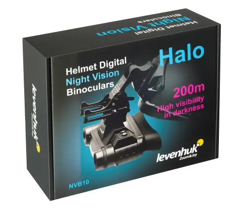 a fényképen:  Levenhuk Halo NVB10 Helmet digitális éjjellátó kétszemes távcső,  18
