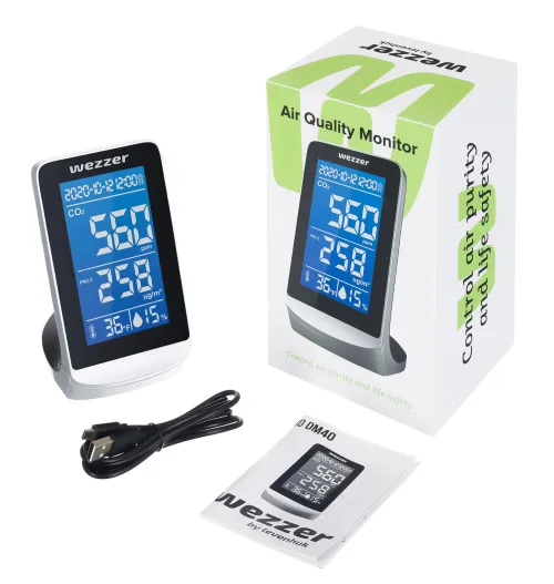 a fényképen:  Levenhuk Wezzer Air PRO DM40 levegőminőség-érzékelő,  2