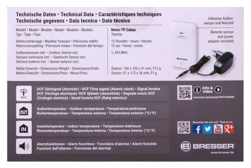 a fényképen:  Bresser színes kijelzős kivetítős óra, fekete,  13