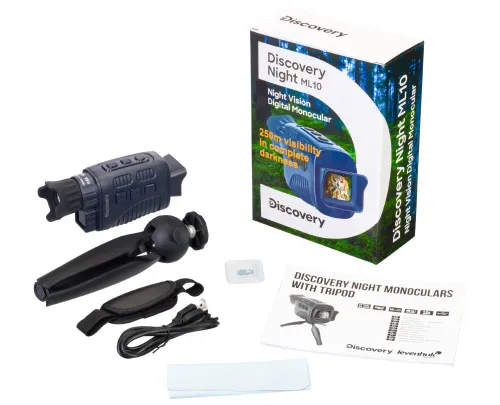 a képen:  Levenhuk Discovery Night ML10 digitális éjjellátó egyszemes távcső háromlábú állvánnyal,  2