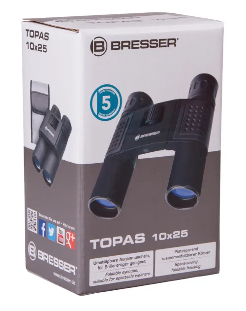 a fényképen:  Bresser Topas 10x25 kétszemes távcső,  8