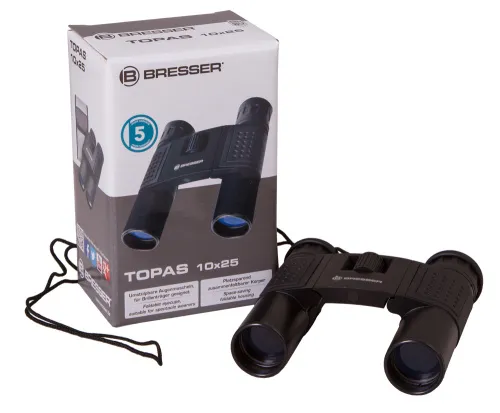 a fényképen:  Bresser Topas 10x25 kétszemes távcső,  7