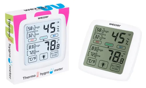 a fényképen:  Levenhuk Wezzer Teo TH30 hőmérséklet- és páratartalom-mérő,  3