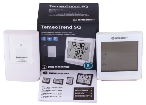 a fényképen:  Bresser TemeoTrend SQ RC időjárás állomás, fehér,  2