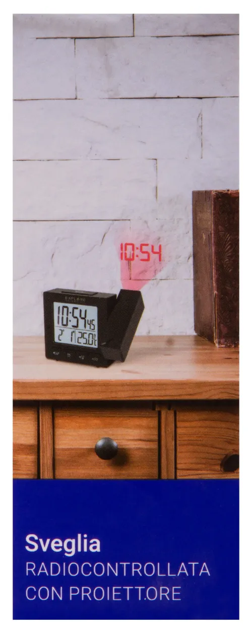 a fotón:  Explore Scientific RC digitális kivetítős óra beltéri hőmérséklettel, fekete,  18