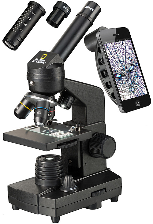 a fotón:  Bresser National Geographic 40x–1280x mikroszkóp okostelefon-adapterrel